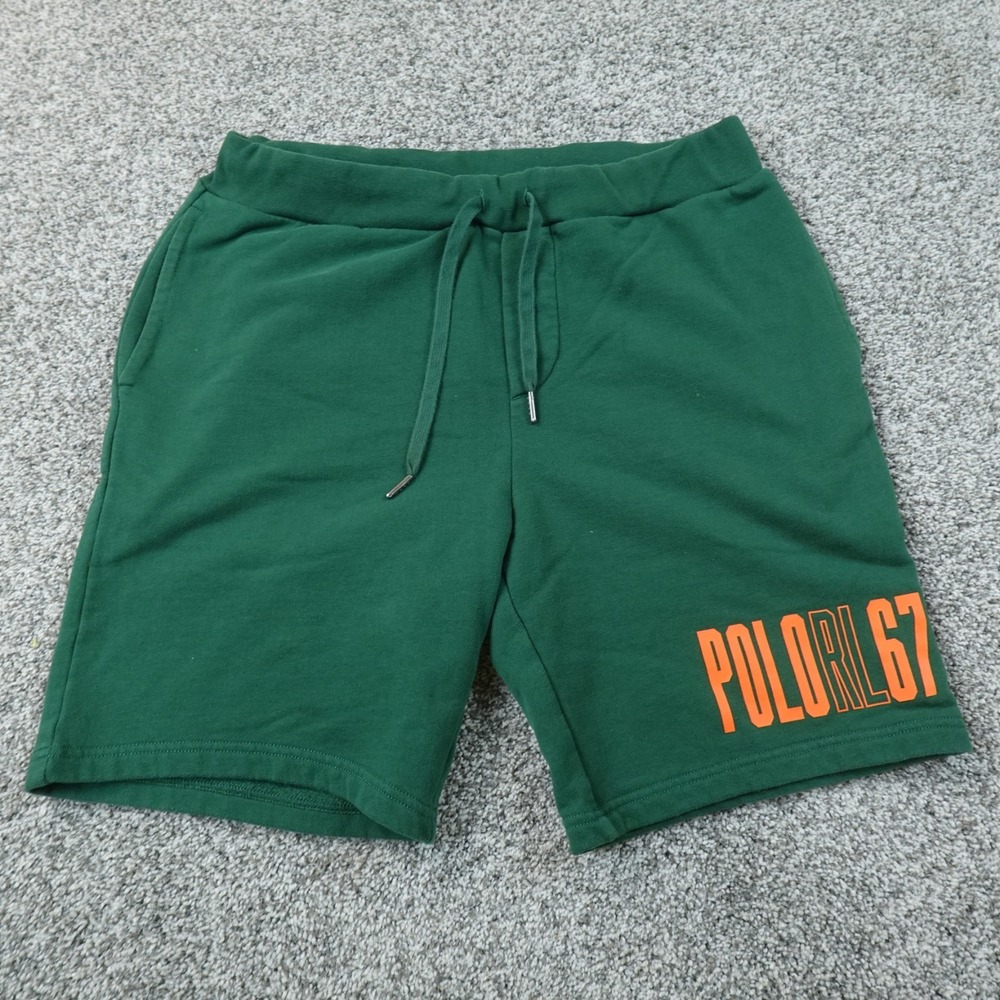 Polo Ralph Lauren Shorts Mens L Green Sweat Fleece Drawstring Pony Logo Athletic